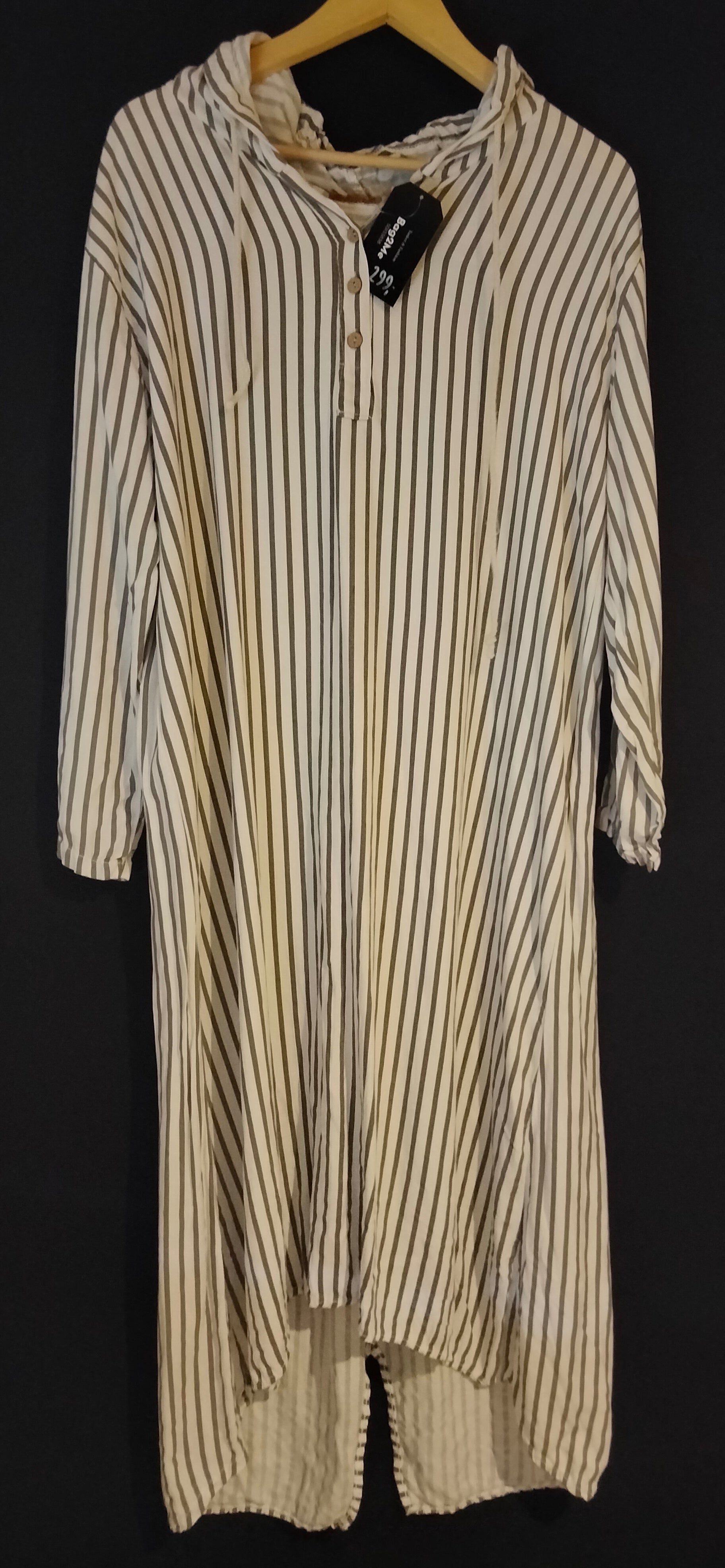 Lang hoodie kjole ,Grey/ White